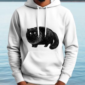 Bold Furry Black Cat T-Hoodie