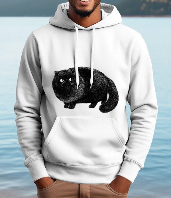 Bold Furry Black Cat T-Hoodie